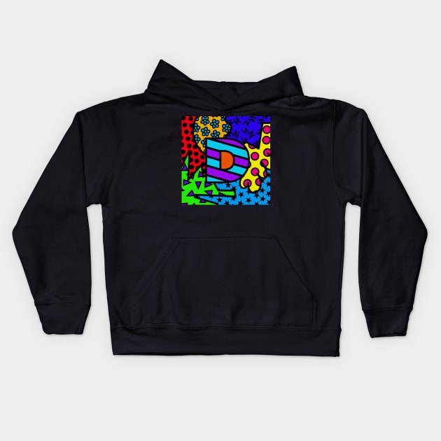 Alphabet Series - Letter D - Bright and Bold Initial Letters Kids Hoodie by JossSperdutoArt